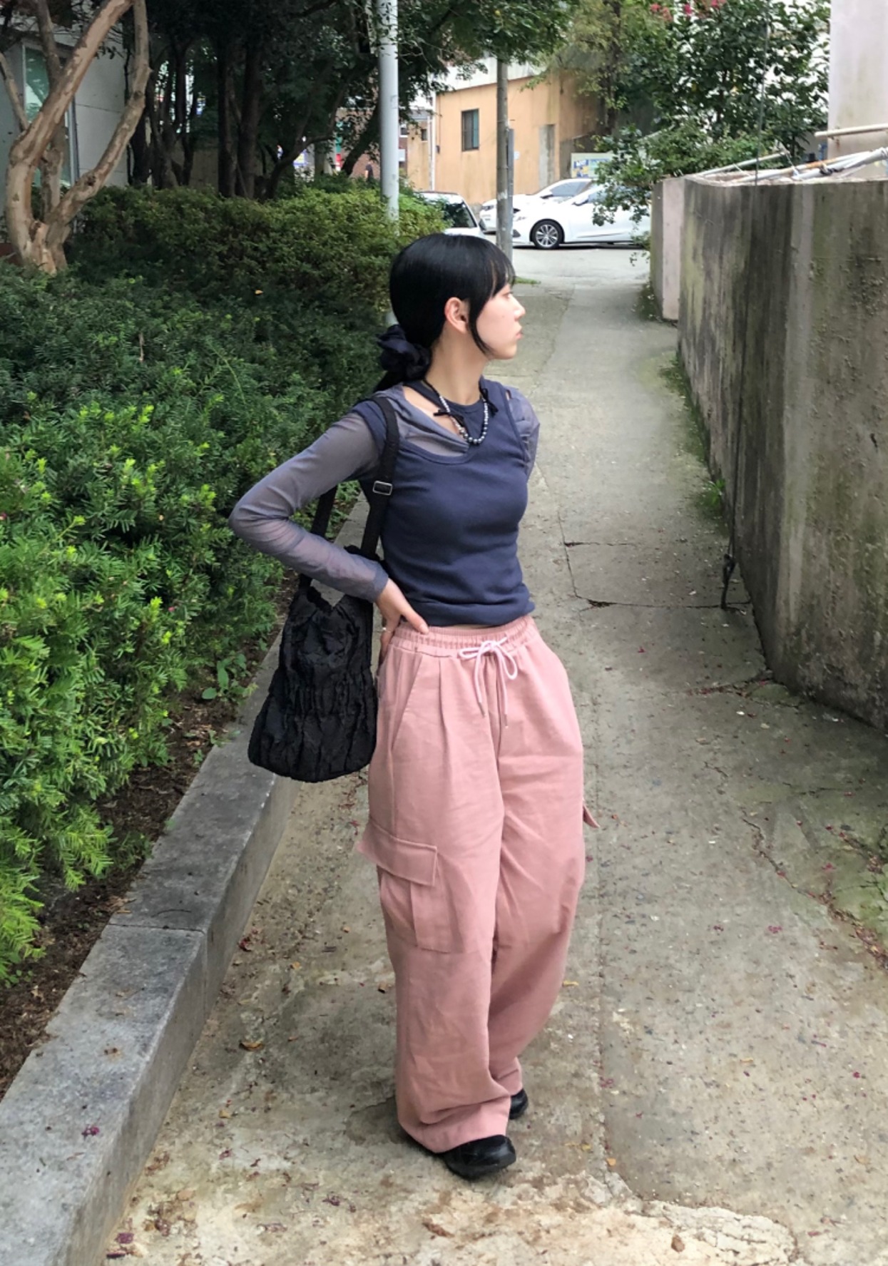 Biocotton Cargo Wide Pants_Pink2(OUTFIT)