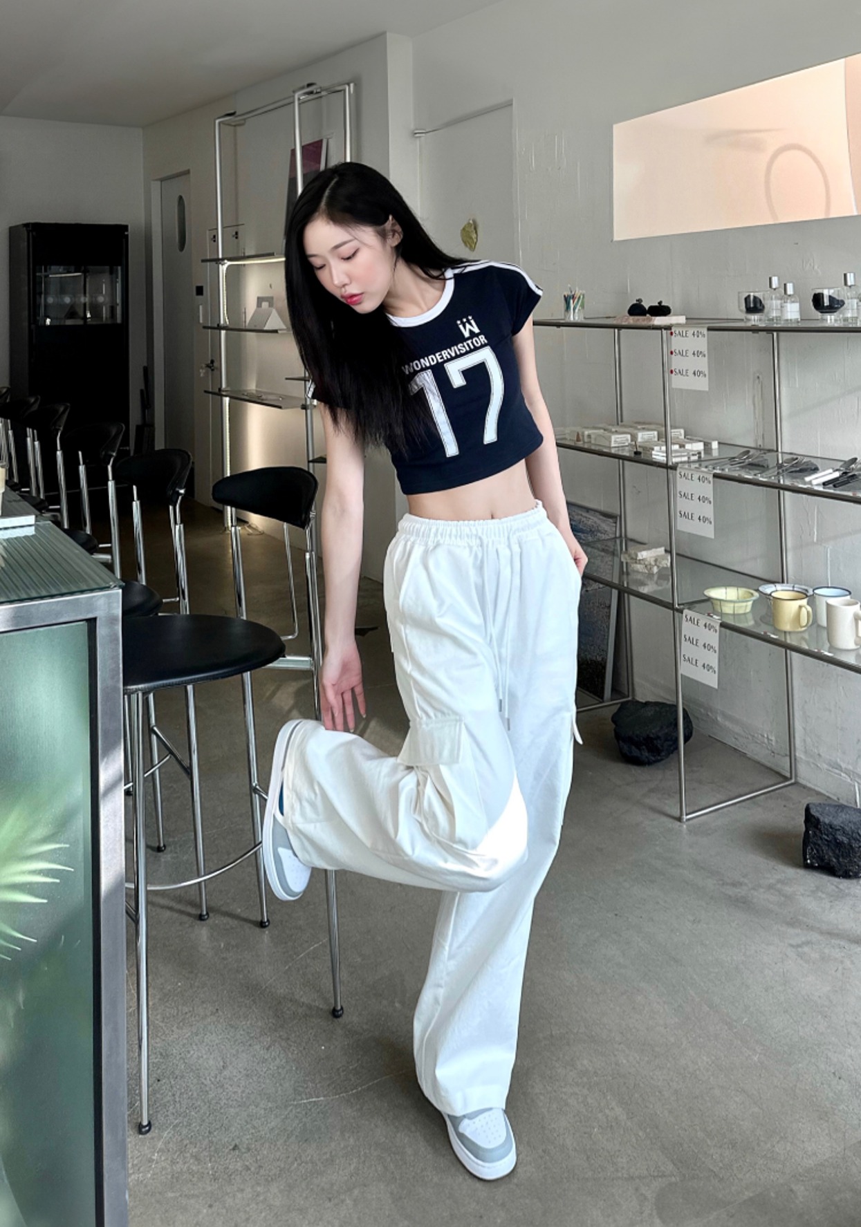 Biocotton Cargo Wide Pants_White(OUTFIT)