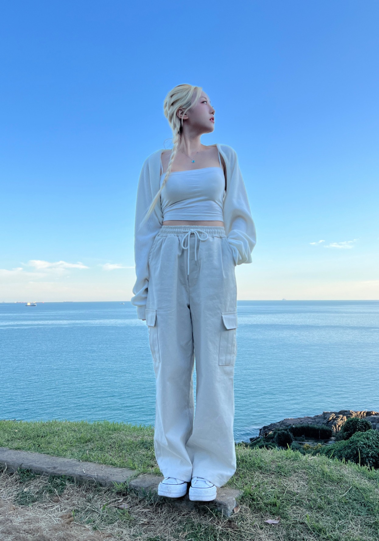 Biocotton Cargo Wide Pants_White2(OUTFIT)